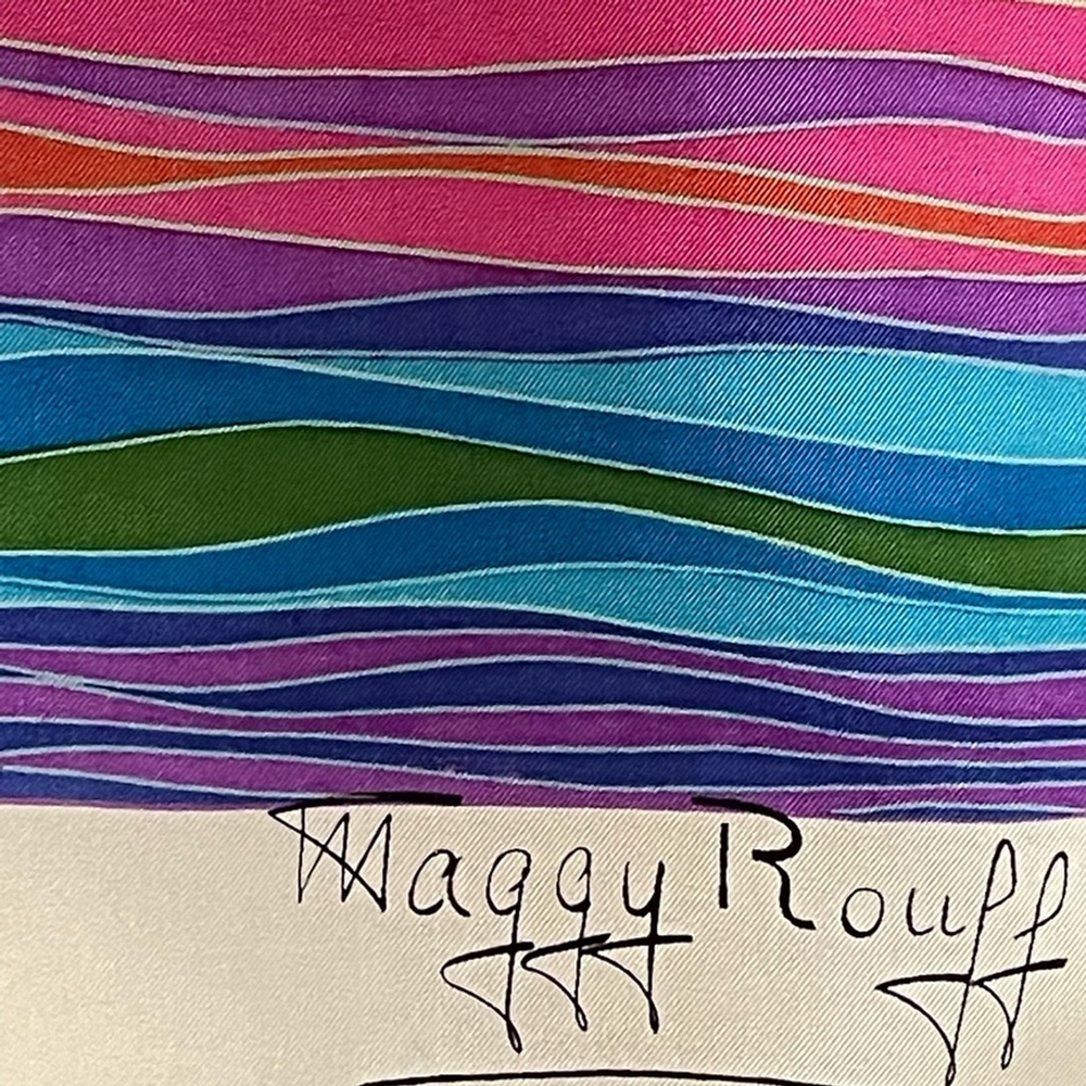 Beautiful Vintage Maggy Rouff Rainbow Silk Scarf 14 x 46 Excellent Cond Crisp - Picture 4 of 7